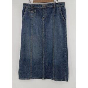 Vintage Old Navy Denim Long Jean Maxi Skirt Y2K Modest‎ Size 14 Back Slit Preppy